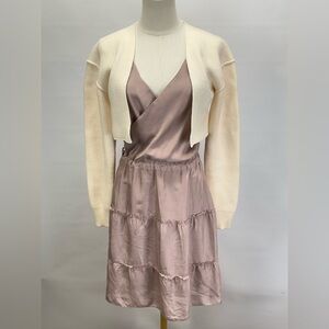 DAY by BIRGER ET MIKKELSEN Cream and Pink 100% Silk Mini Dress size 2